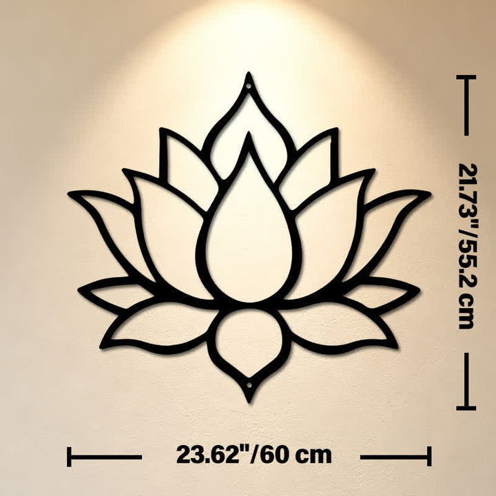 Buddha Stones Matte Black Lotus Purity Zen Iron Metal Meaningful Symbols Wall Art - Approx. 60cm x 55.2cm x 0.12cm / 23.62in x 21.73in x 0.05in - image 12