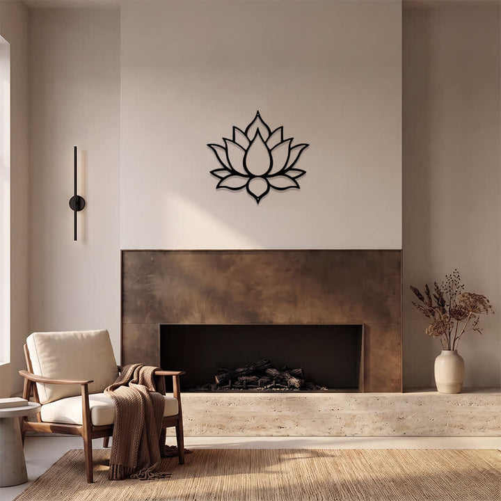 Buddha Stones Matte Black Lotus Purity Zen Iron Metal Meaningful Symbols Wall Art - image 11
