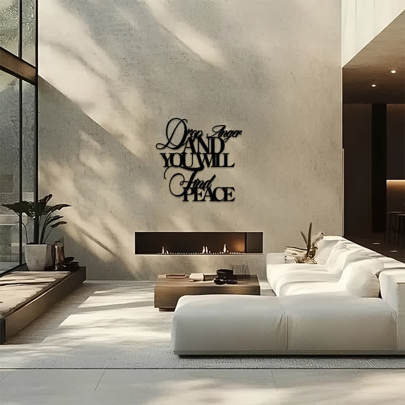 Buddha Stones Matte Black Drop Anger Find Peace Quote Iron Metal Meaningful Symbols Wall Art - image 13