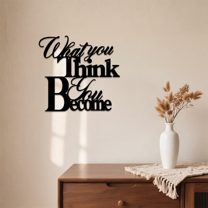Buddha Stones What You Think You Become Matte Black Iron Metal Meaningful Symbols Wall Art - image 3