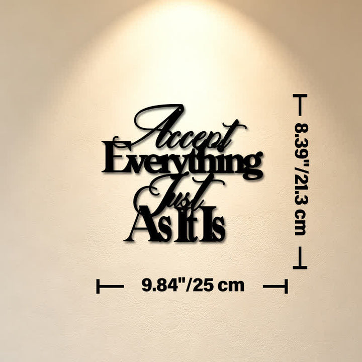 Buddha Stones Accept Everything Just As It Is Matte Black Iron Metal Meaningful Symbols Wall Art - Approx. 25cm x 21.3cm x 0.1cm / 9.84in x 8.39in x 0.04in - image 2