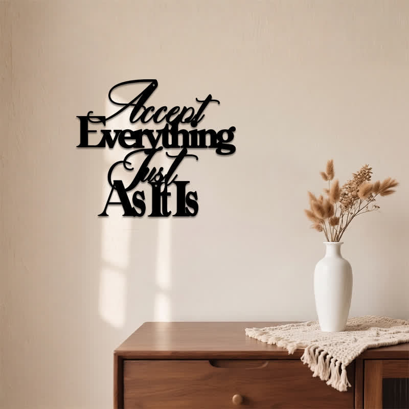 Buddha Stones Accept Everything Just As It Is Matte Black Iron Metal Meaningful Symbols Wall Art - image 3