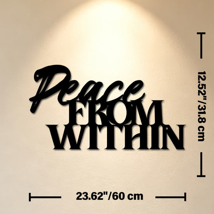 Buddha Stones Peace From Within Minimalist Typography Iron Metal Meaningful Symbols Wall Art - Approx. 60cm x 31.8cm x 0.12cm / 23.62in x 12.52in x 0.05in - image 12