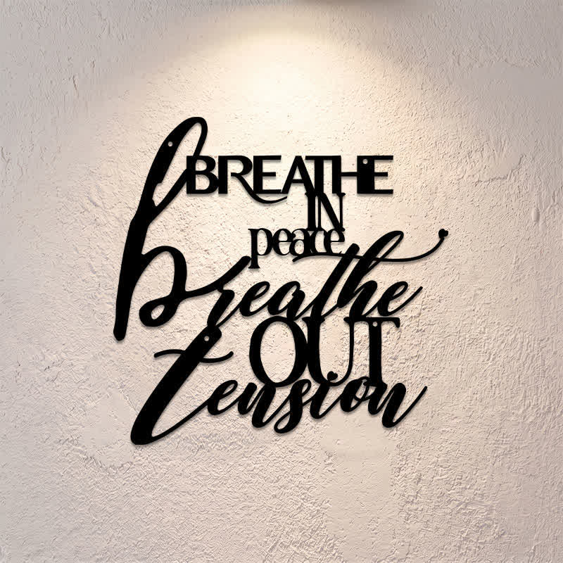 Buddha Stones Breathe In Peace Breathe Out Tension Minimalist Zen Iron Metal Meaningful Symbols Wall Art - image 0