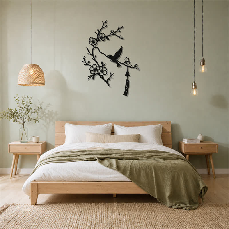 Buddha Stones Bird and Blossom Branch Iron Meaningful Symbols Wall Art - image 13