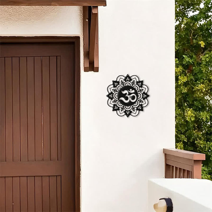 Buddha Stones Sacred OM Mandala Mindfulness Round Iron Metal Wall Decor - image 7