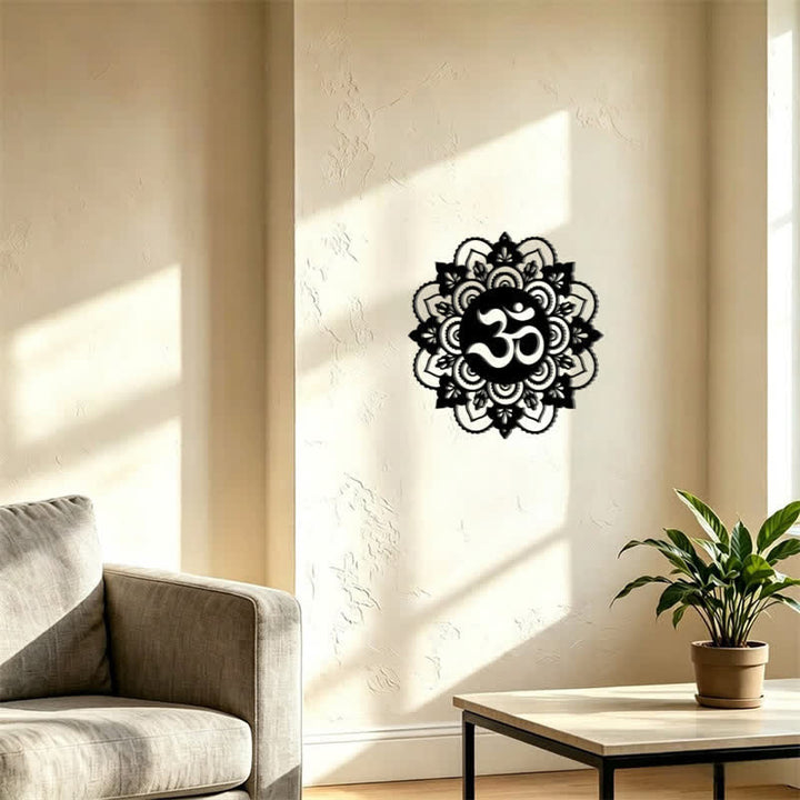 Buddha Stones Sacred OM Mandala Mindfulness Round Iron Metal Wall Decor - image 9