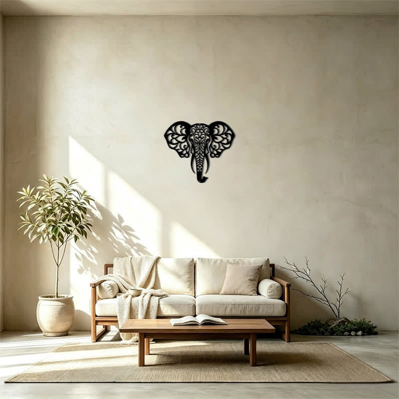 Buddha Stones Sacred Elephant Iron Metal Wall Decor Of Wisdom - image 14