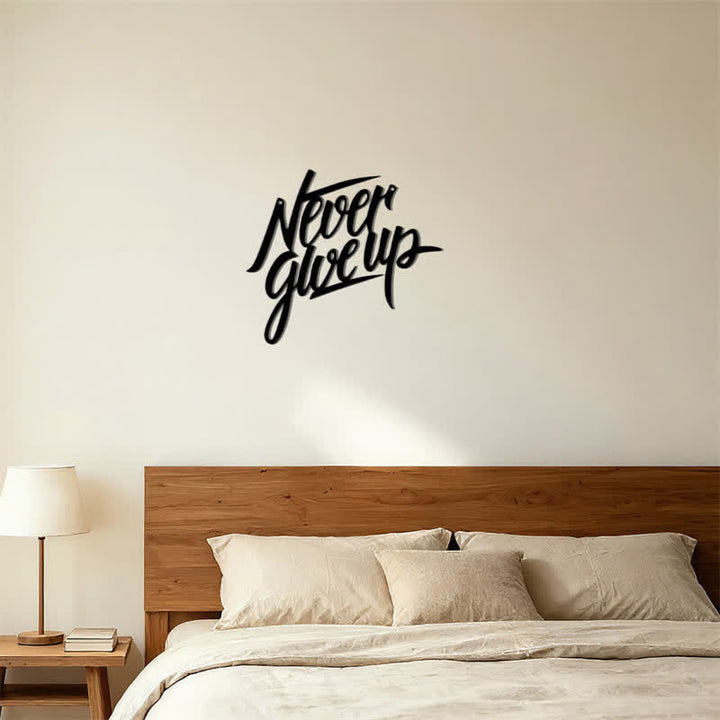 Buddha Stones "Never Give Up" Black Script Iron Metal Wall Decor - image 11