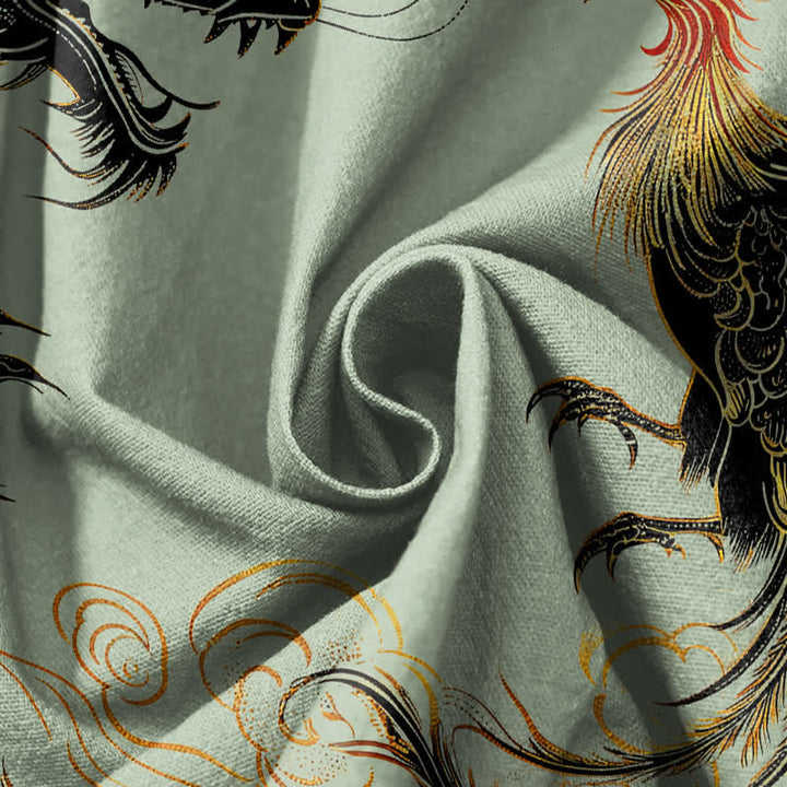Buddha Stones Pure Cotton Dragon Phoenix Cloud Pattern Drawstring Men's Harem Pants With Pockets - image 11