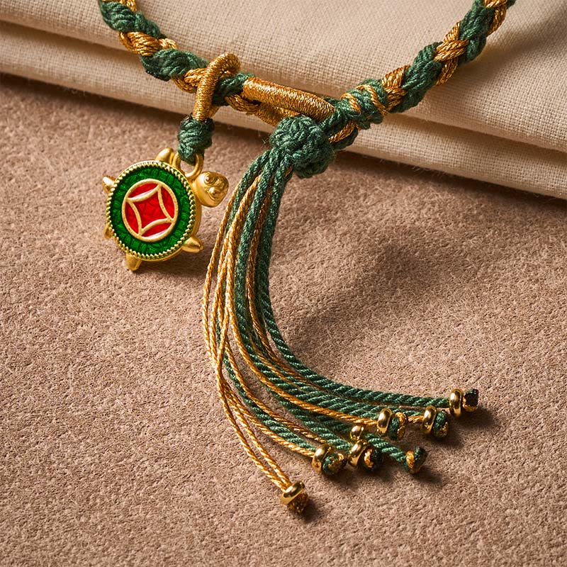 Buddha Stones Yellow Green Turtle String Hand-Woven Healing Bracelet - image 8