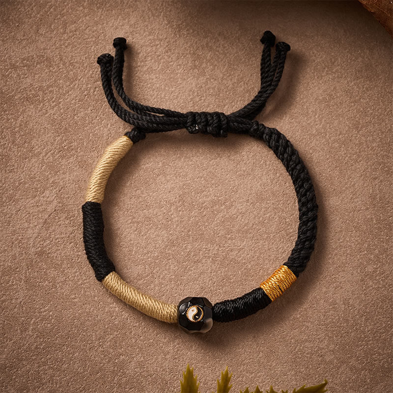 Buddha Stones Black and White Fire Agate String Balance Bracelet - image 2