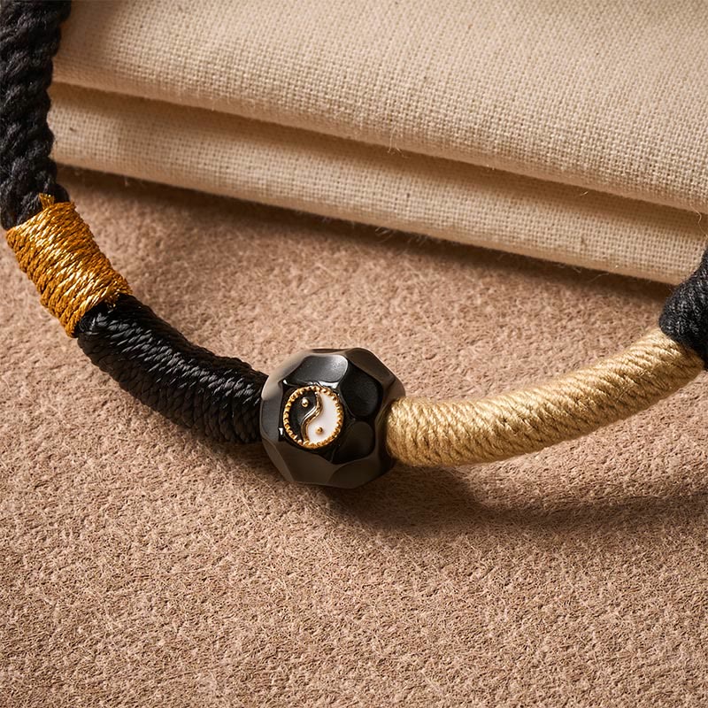Buddha Stones Black and White Fire Agate String Balance Bracelet - image 5