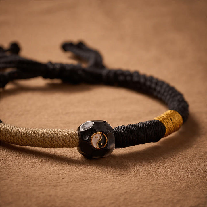 Buddha Stones Black and White Fire Agate String Balance Bracelet - image 4