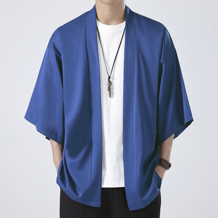 Buddha Stones Solid Color Open Front Jacket Men's Kimono - Blue(Jacket Only) - US/UK/AU46，EU56 (5XL) - image 20