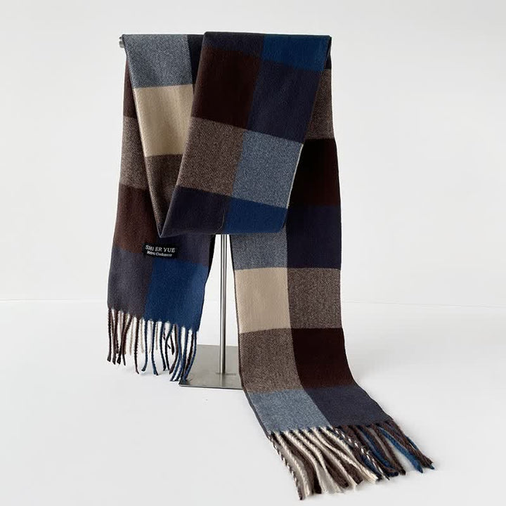 Buddha Stones Fall Winter Long Rectangular Plaid Fringed Scarves - image 7