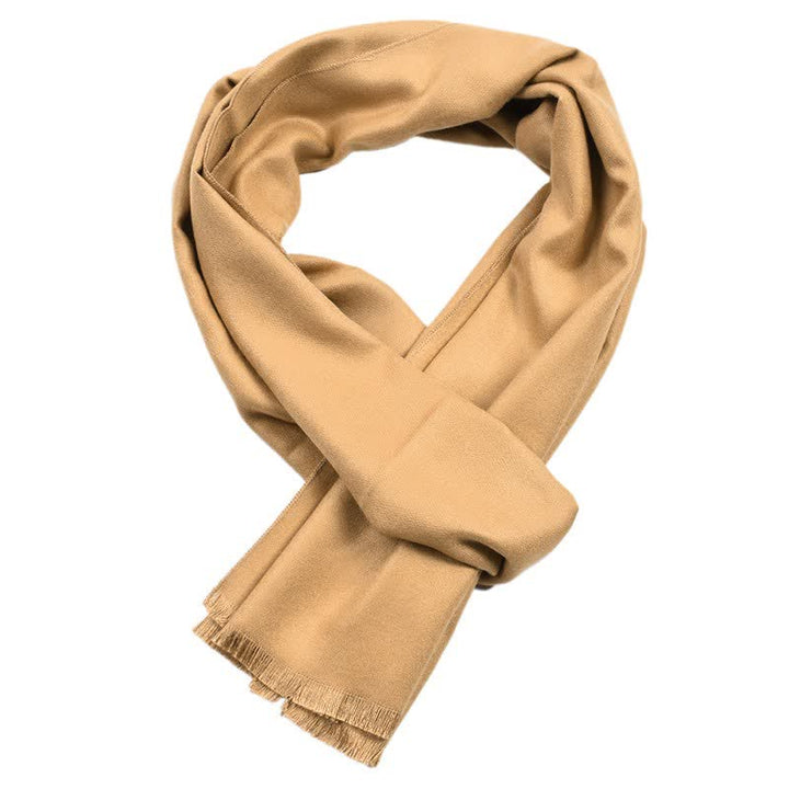 Buddha Stones Fall Winter Solid Color Tassel Cozy Long Scarves - Gold - image 7