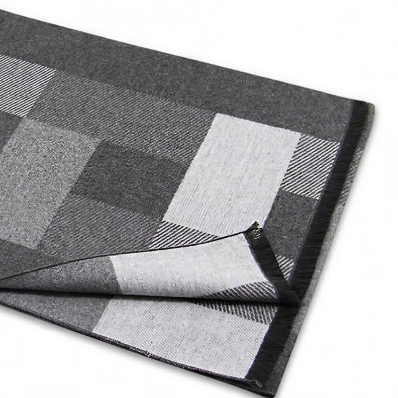 Buddha Stones Fall Winter Classic Plaid Tassel Cozy Rectangular Men's Scarf - image 13