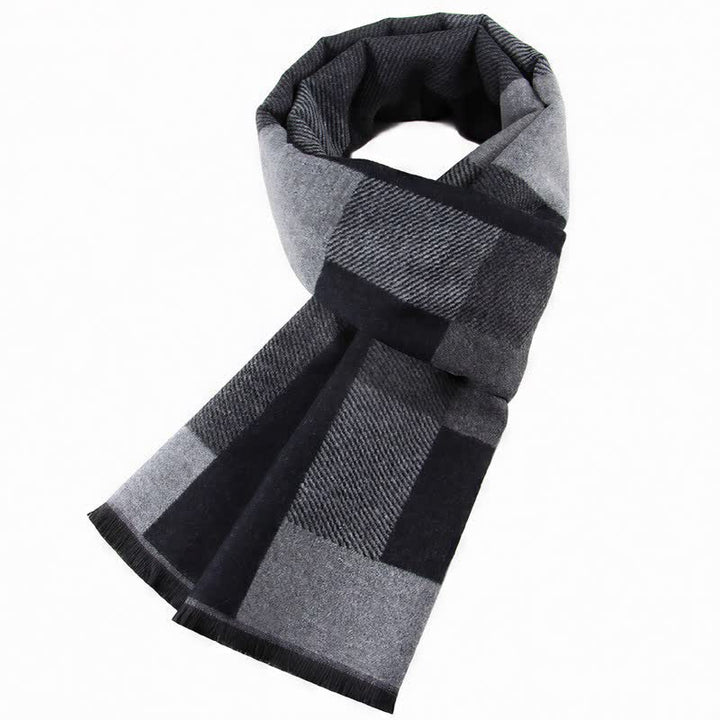 Buddha Stones Fall Winter Classic Plaid Tassel Cozy Rectangular Men's Scarf - DimGray - image 4