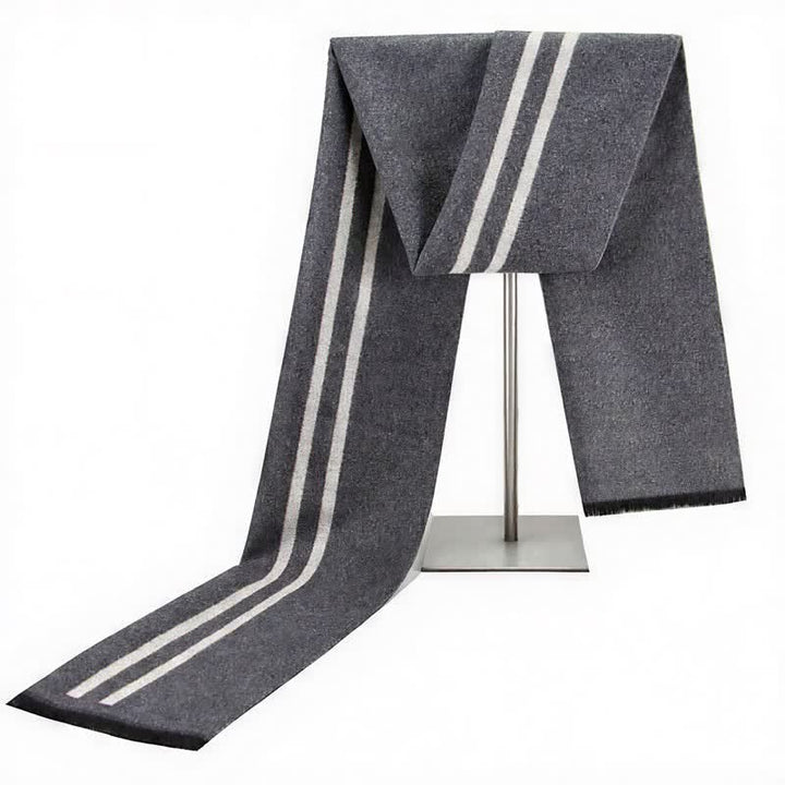 Buddha Stones Fall Winter Urban Stripe Tassel Warm Wrap Men's Scarf - Gray - image 0