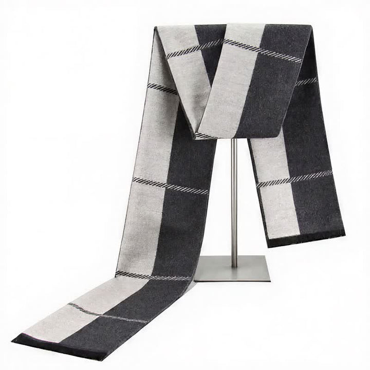 Buddha Stones Fall Winter Urban Stripe Tassel Warm Wrap Men's Scarf - WhiteSmoke - image 16