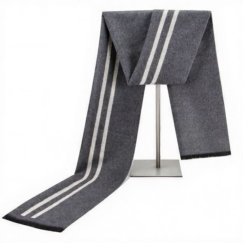 Buddha Stones Fall Winter Urban Stripe Tassel Warm Wrap Scarves - Gray - image 0