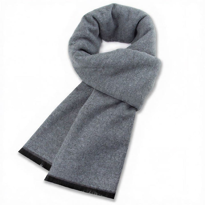 Buddha Stones Fall Winter Classic Grey Plaid Fringe Cozy Men's Scarf - Gray Blue - image 0