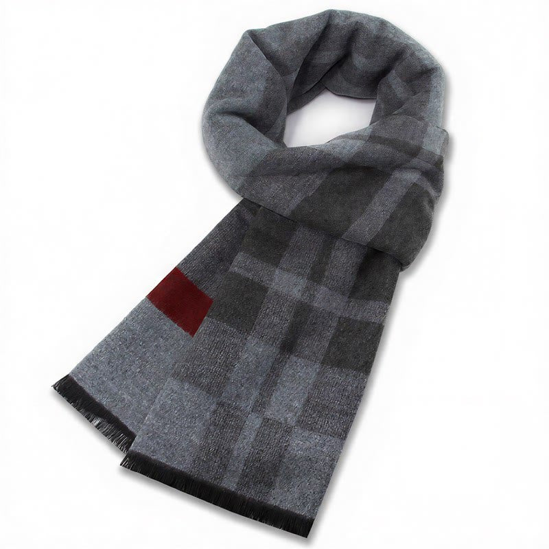 Buddha Stones Fall Winter Classic Grey Plaid Fringe Cozy Scarves - Gray Red Plaid - image 10