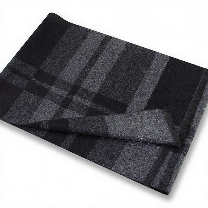 Buddha Stones Fall Winter Classic Grey Plaid Fringe Cozy Men's Scarf - image 7