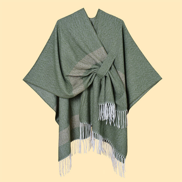 Buddha Stones Fall Winter Boho Striped Tassel Buckle Design Cozy Shawl - image 22