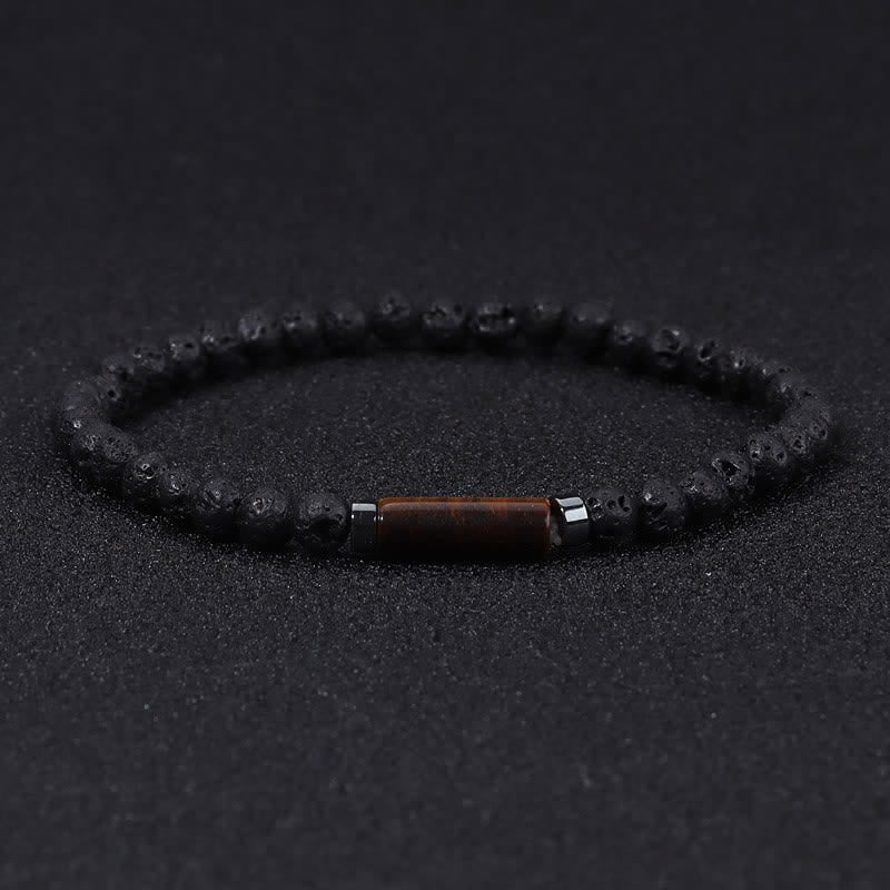 Buddha Stones Vintage 4mm Lava Rock Dalmatian Jasper Grounding Bracelet - Lava Rock(Grounding ♥ Protection) - image 0