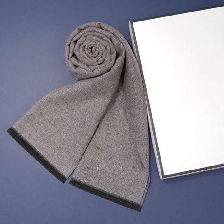 Buddha Stones Fall Winter Classic Check Pattern Soft Knit Commuter Men's Scarf - Gray - image 12