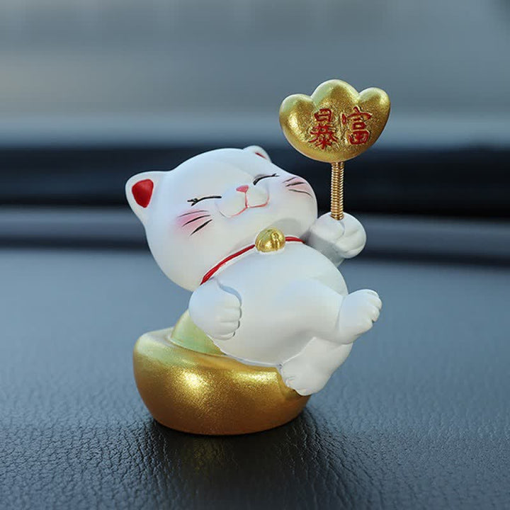 Buddha Stones Prosperity Lucky Cat Fortune Bag Resin Cute Animal Decor - Sudden Wealth - image 3