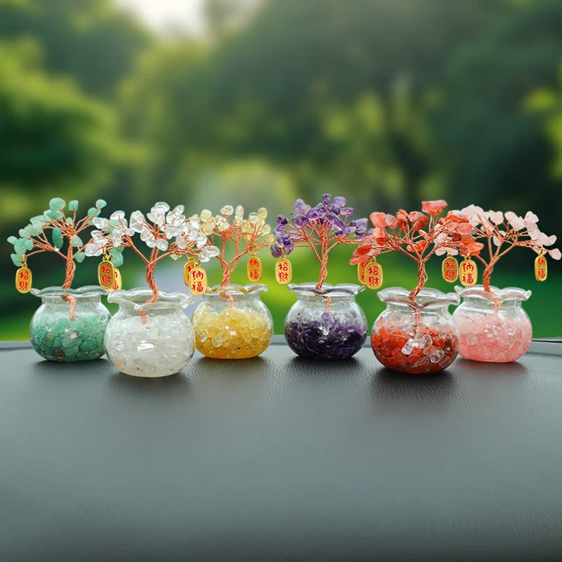 Buddha Stones Wire Wrapped Crystal Money Tree Dashboard Ornament Wealth & Fortune Symbols - All - Lucky Fortune - image 28