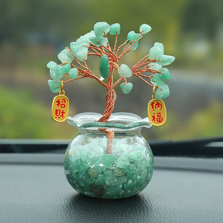 Buddha Stones Wire Wrapped Crystal Money Tree Dashboard Ornament Wealth & Fortune Symbols - Green Crystal - Lucky Fortune - image 8