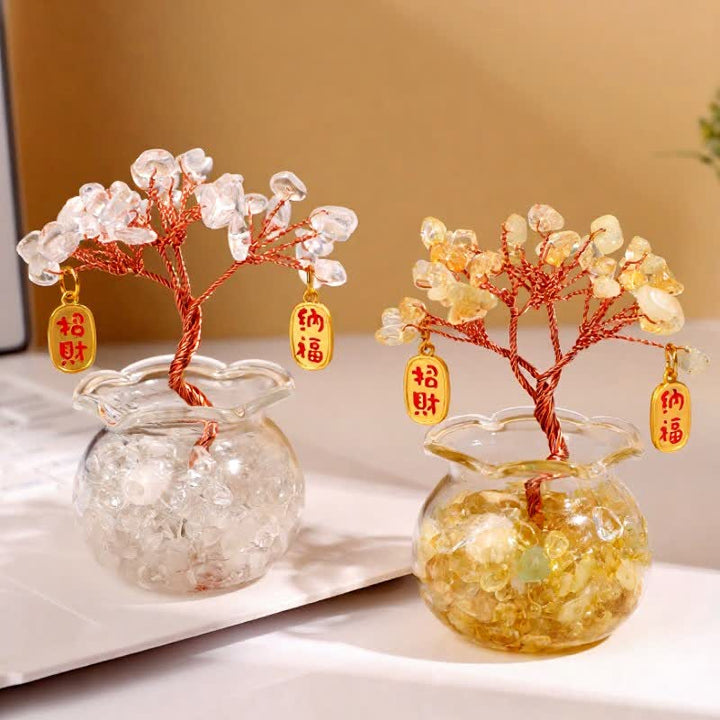 Buddha Stones Wire Wrapped Crystal Money Tree Dashboard Ornament Wealth & Fortune Symbols - image 25