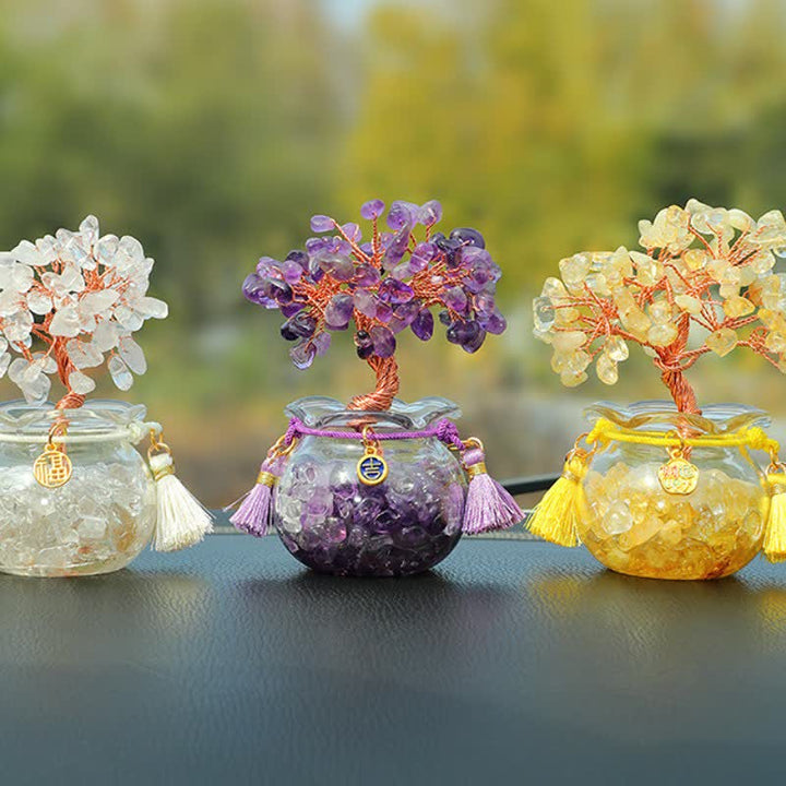 Buddha Stones Wire Wrapped Crystal Money Tree Dashboard Ornament Wealth & Fortune Symbols - image 26