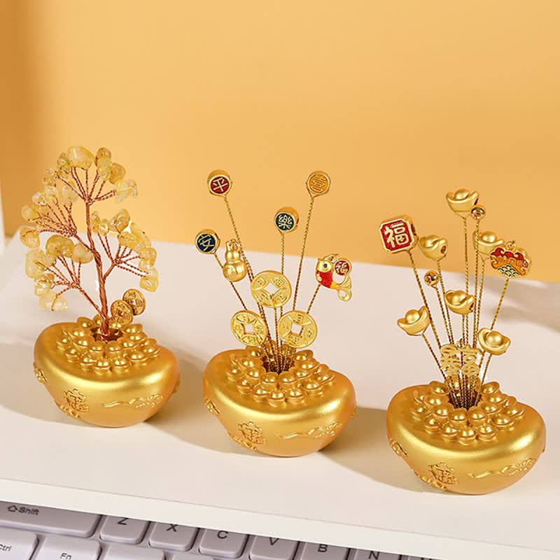 Buddha Stones Golden Ingot Treasure Bowl Good Fortune Tabletop Wealth & Fortune Symbols - image 13