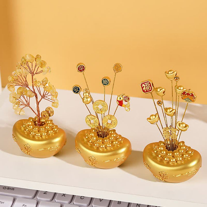 Buddha Stones Golden Ingot Treasure Bowl Good Fortune Tabletop Wealth & Fortune Symbols - image 13
