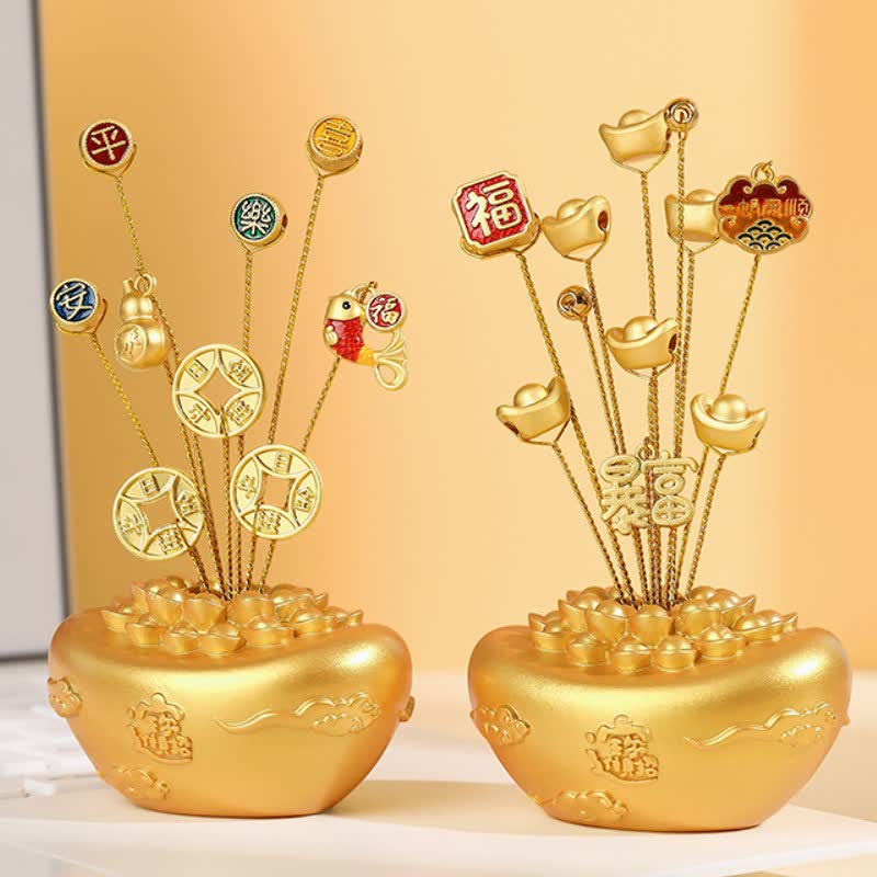 Buddha Stones Golden Ingot Treasure Bowl Good Fortune Tabletop Wealth & Fortune Symbols - image 12