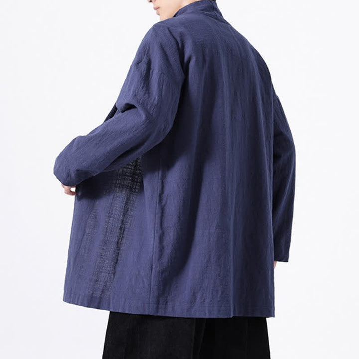 Buddha Stones Spring Casual Minimalist Solid Cotton Men's Kimono - image 19
