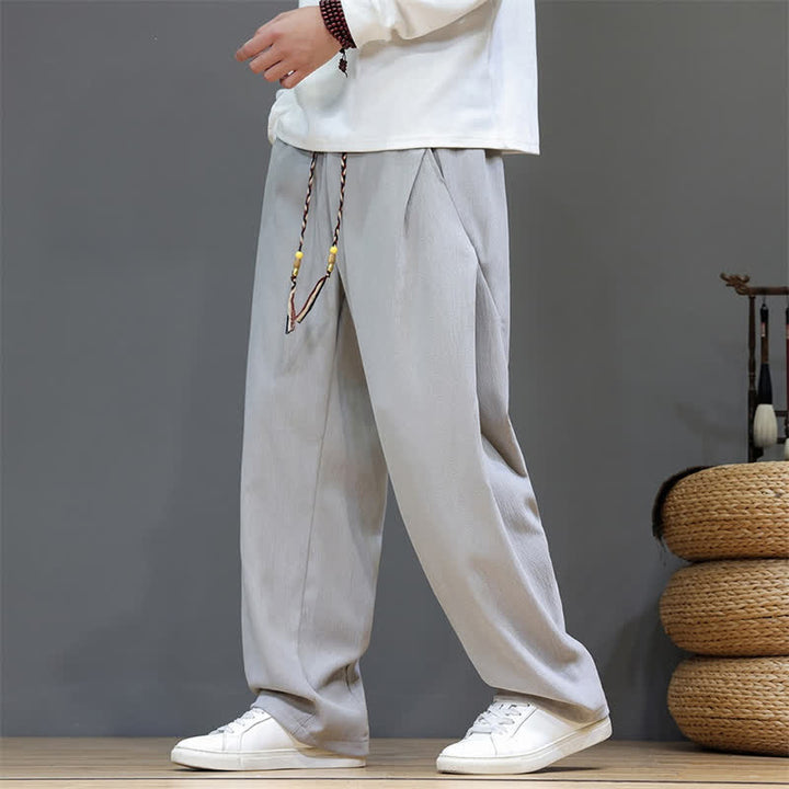 Buddha Stones Fall Winter Casual Drawstring Solid Long Pants Men's Straight Leg Pants With Pockets - LightGray - US/UK/AU46，EU56 (5XL) - image 18