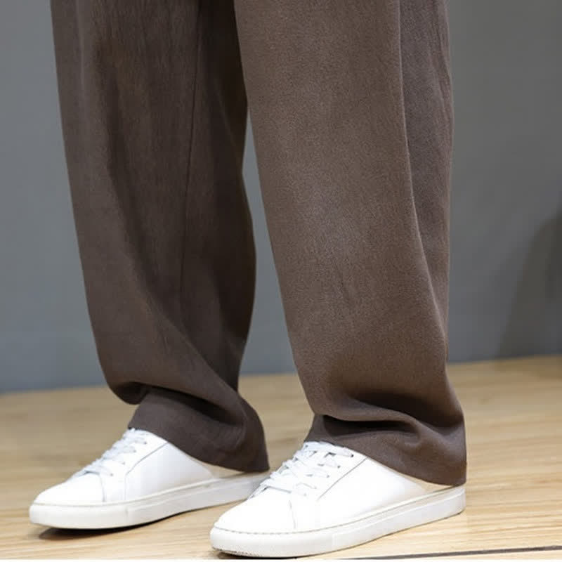 Buddha Stones Fall Winter Casual Drawstring Solid Long Pants Men's Straight Leg Pants With Pockets - image 11