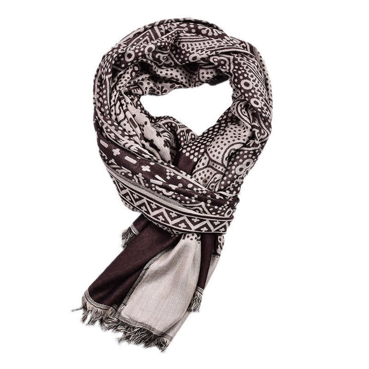 Buddha Stones Fall Winter Geometric Paisley Tassel Reversible Cozy Men's Scarf - image 13