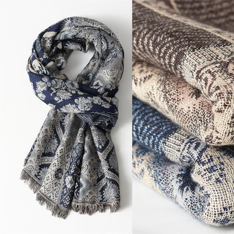 Buddha Stones Fall Winter Reversible Paisley Geometric Tassel Scarf - image 0