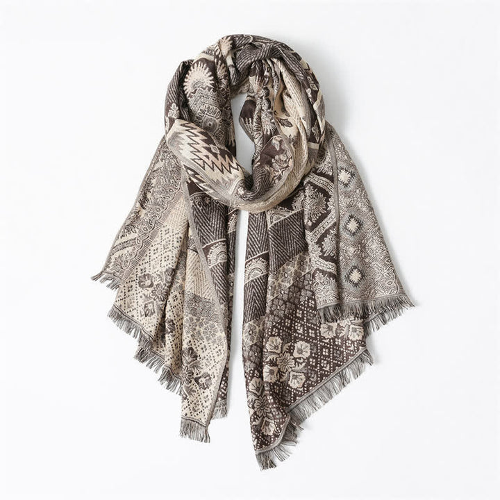 Buddha Stones Fall Winter Reversible Paisley Geometric Tassel Men's Scarf - image 6