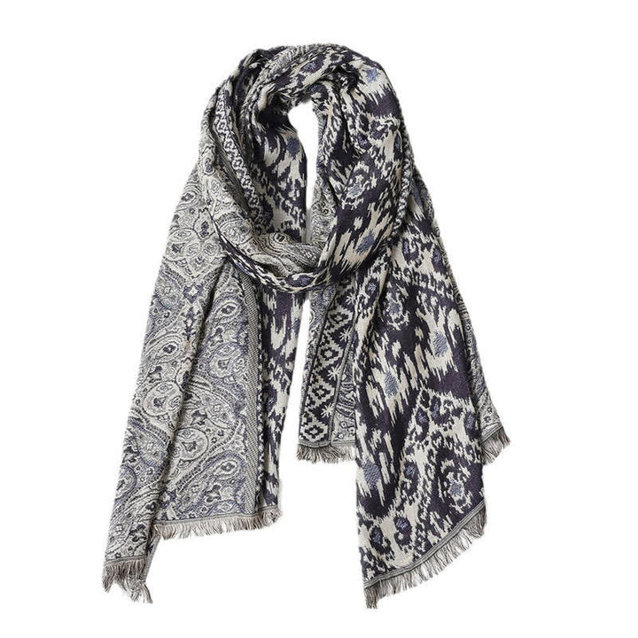 Buddha Stones Fall Winter Reversible Paisley Geometric Tassel Men's Scarf - image 10