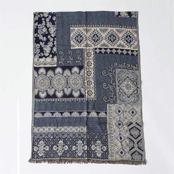 Buddha Stones Fall Winter Reversible Paisley Geometric Tassel Men's Scarf - image 3