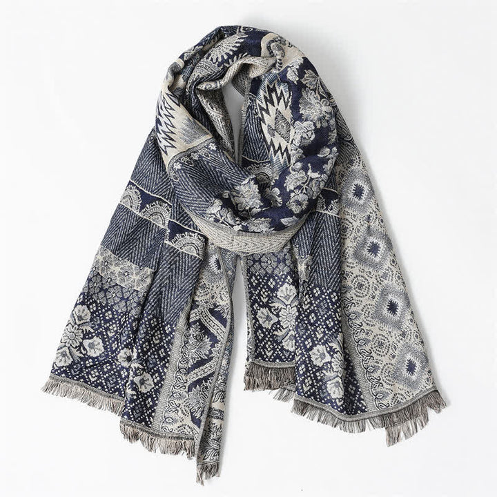 Buddha Stones Fall Winter Reversible Paisley Geometric Tassel Men's Scarf - image 2