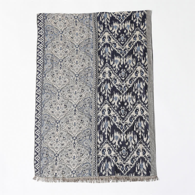 Buddha Stones Fall Winter Reversible Paisley Geometric Tassel Men's Scarf - image 11